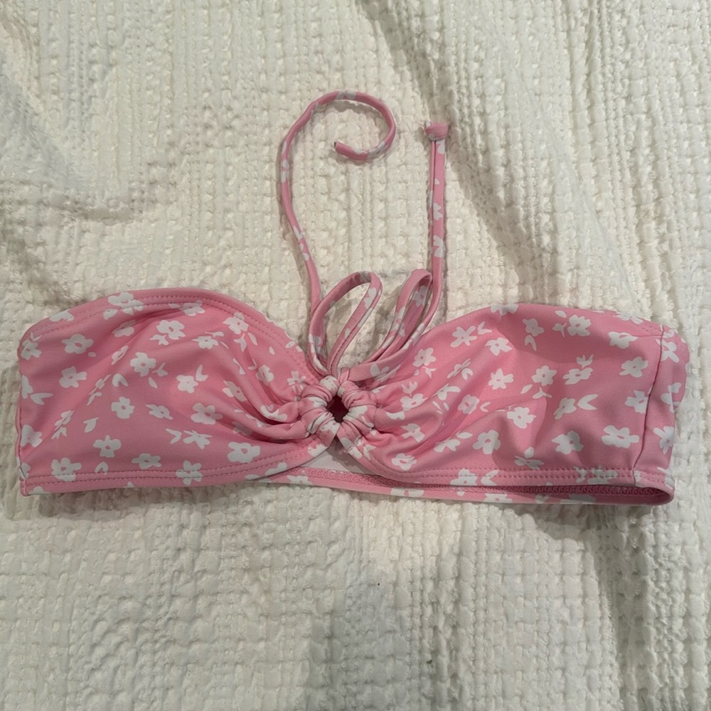 Pink flower bikini top